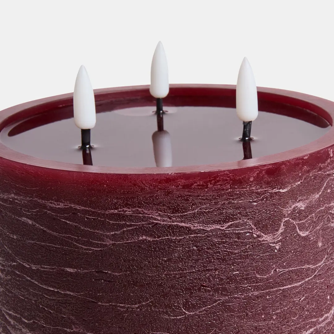 Loberon Chelun Ledstompkaars - 15cm - Bordeaux - afbeelding 4 van 4