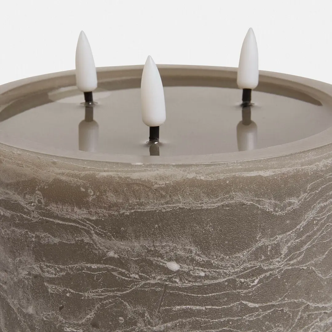 Loberon Solería Ledstompkaars - Taupe - afbeelding 3 van 5