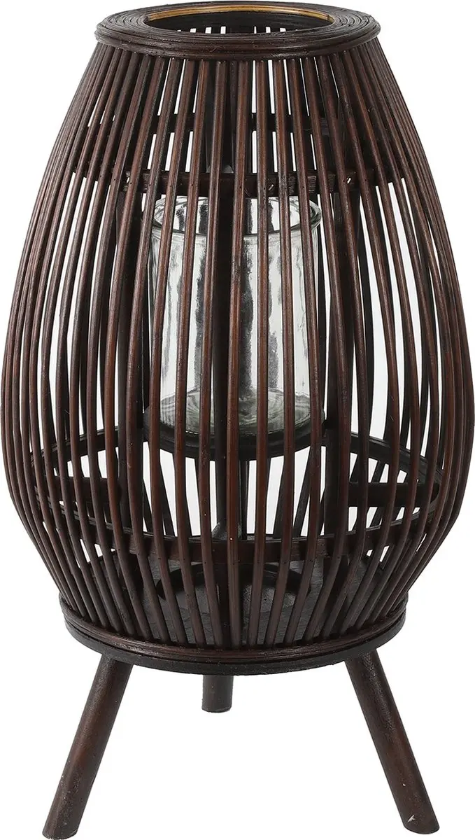 Non-branded Windlicht Jenna 27 X 27 X 46 Cm Hout Bruin