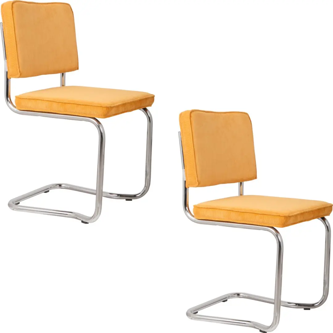 Zuiver Ridge Kink Rib Eetkamerstoelen Geel