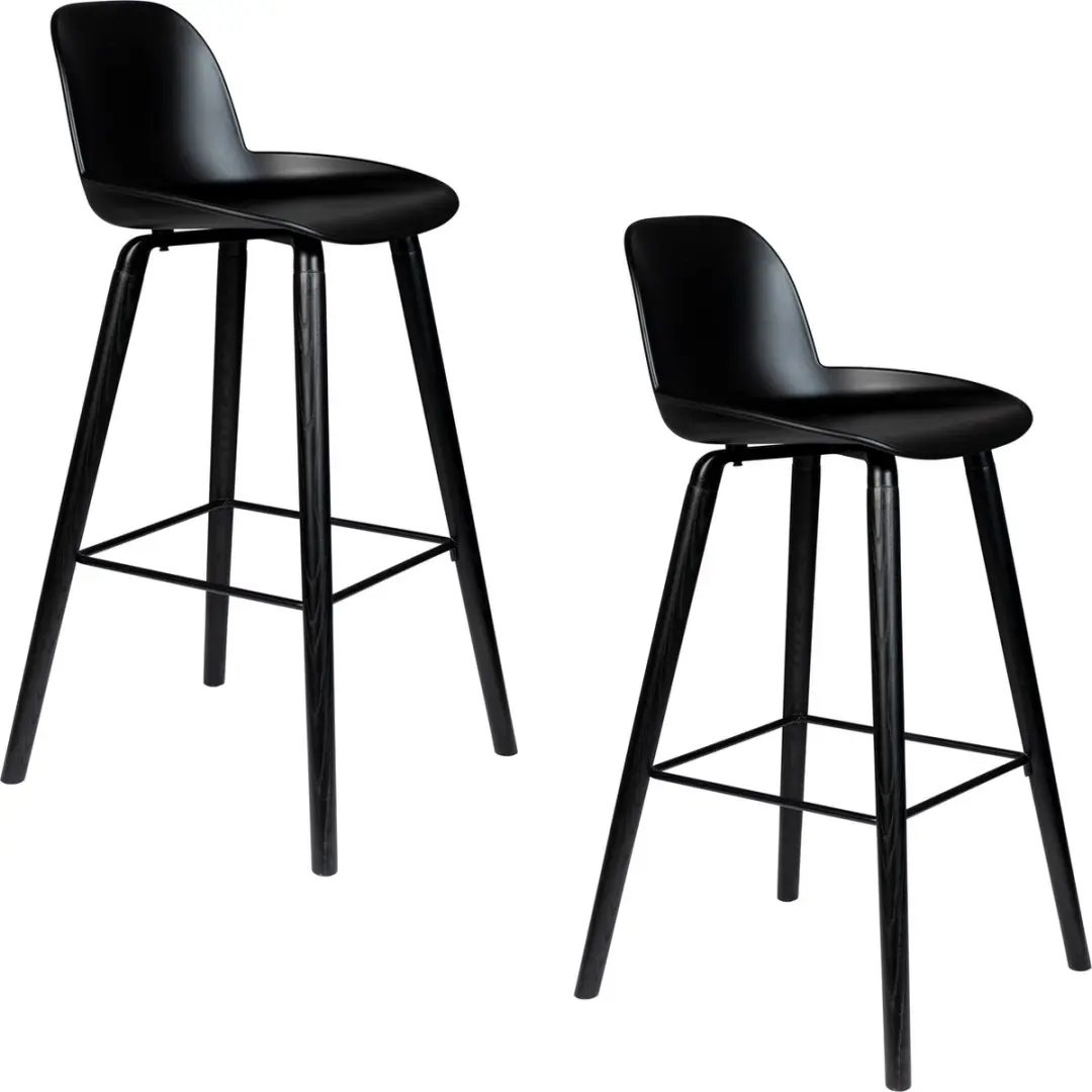 Zuiver Albert Kuip Barkrukken rugleuning 75 cm Zwart