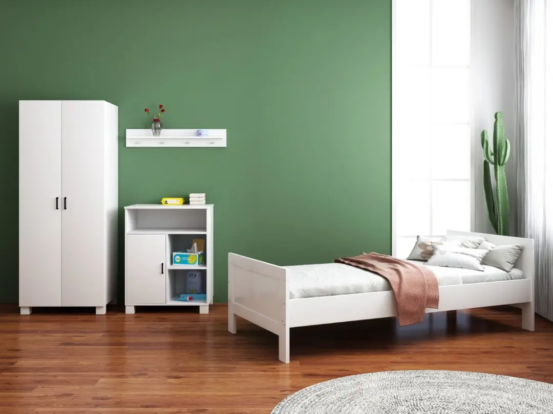 Born Lucky ® Tienerkamer Noel Wit 3 Delig met Commode Mila Wit en Mila Kledingk