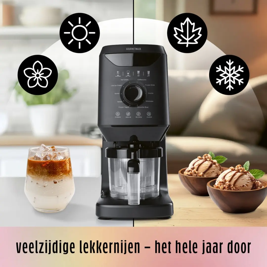 Gourmetmaxx SmoothUp Ijsmachine 800W - Mat Zwart - afbeelding 4 van 6
