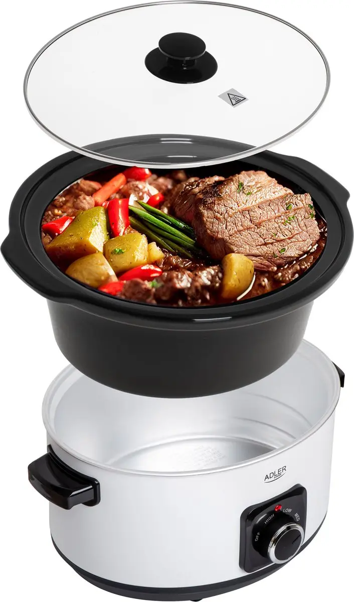 Adler AD 6413W Slowcooker - 290W - 5.8L - Wit - afbeelding 5 van 6