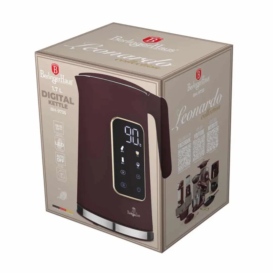 BerlingerHaus 9735 Digitale Waterkoker 1.7L - Bordeaux Rood - afbeelding 2 van 6