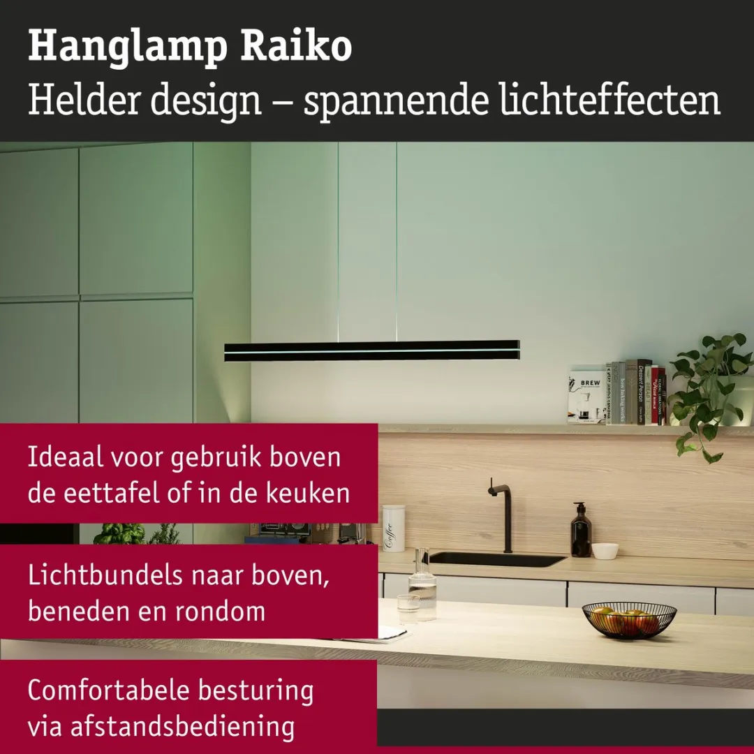 Paulmann LED Hanglamp Raiko RGBW+ 1400lm - Zwart