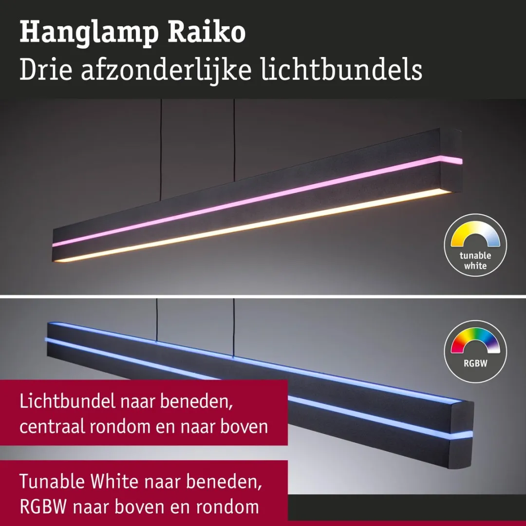 Paulmann LED Hanglamp Raiko RGBW+ 1400lm - Zwart