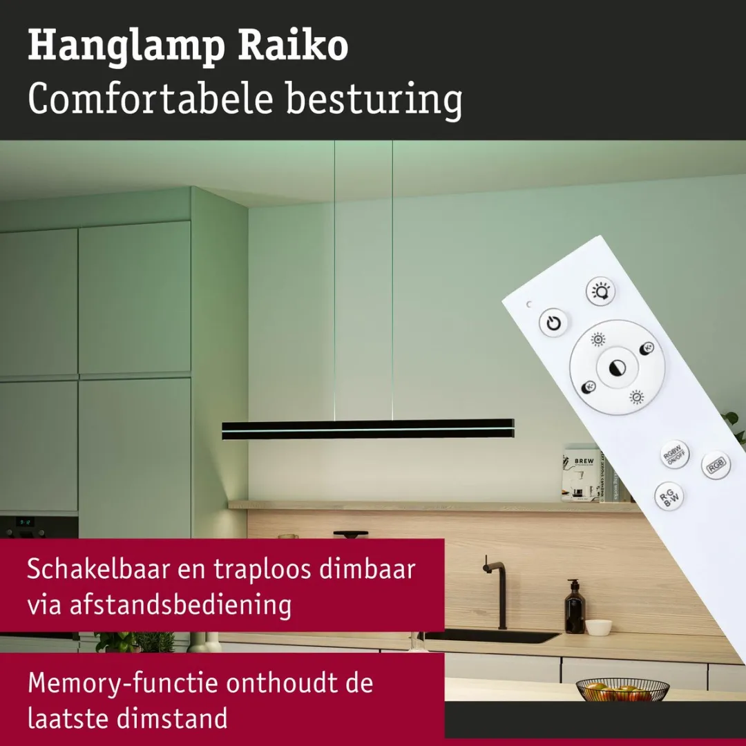Paulmann LED Hanglamp Raiko RGBW+ 1400lm - Zwart - afbeelding 6 van 6