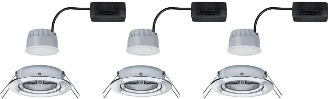 Paulmann Nova Coin Basisset LED-inbouwlamp 3x6W 470lm 2700K - Chroom - afbeelding 6 van 6