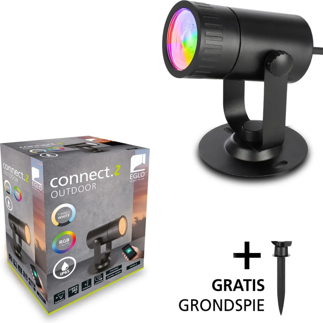 EGLO connect.z Nema-Z Smart Tuinspot GU10 - Zwart - RGB & Wit - Dimbaar
