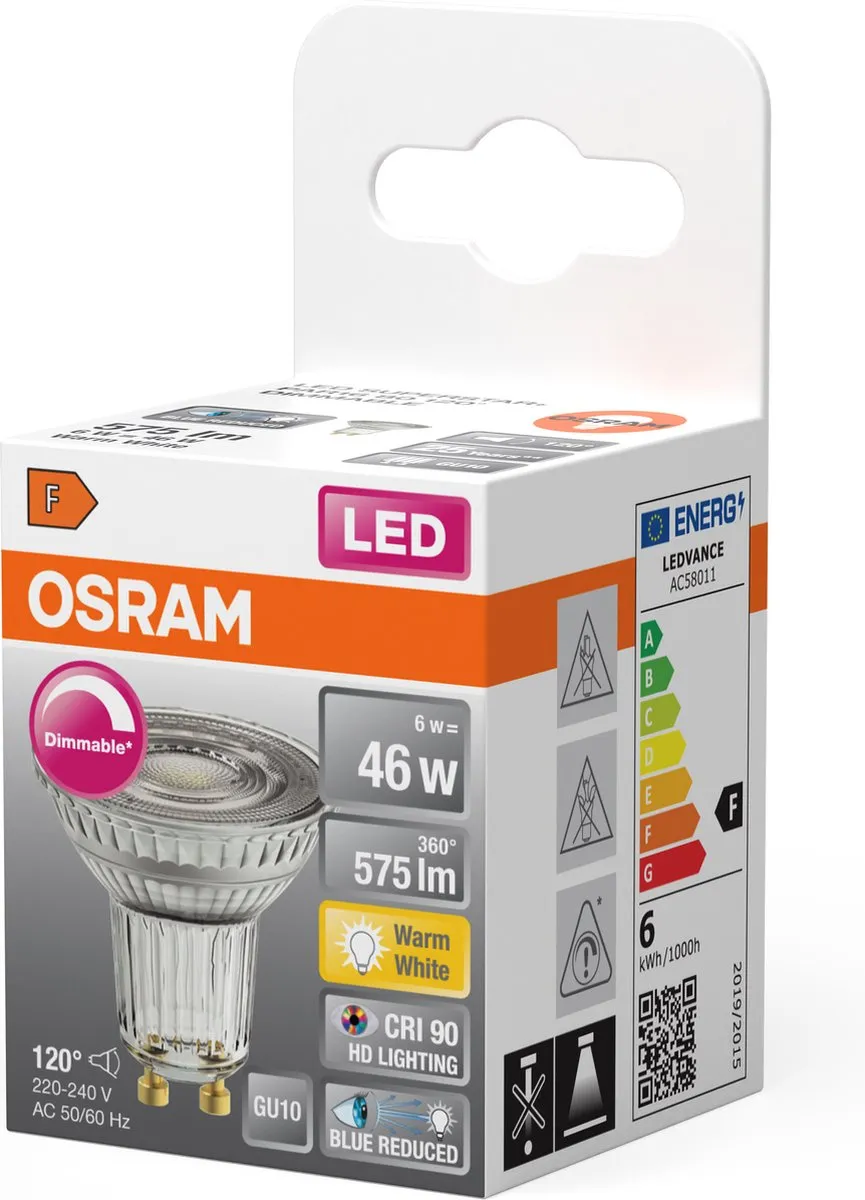 Osram LED Superstar Reflector Spot GU10 PAR16 6W - 575lm - 2700K