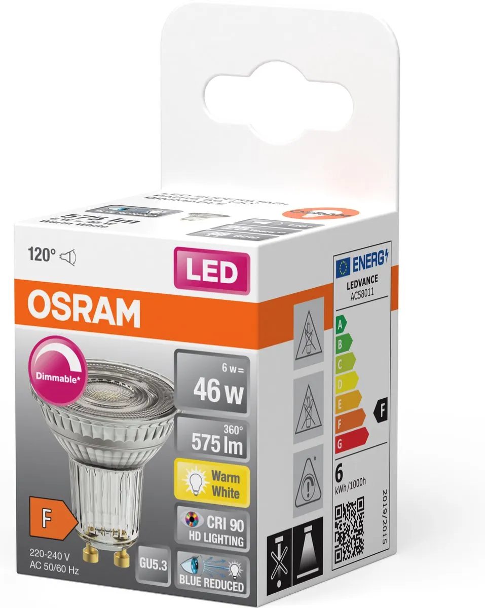 Osram LED Superstar Reflector Spot GU10 PAR16 6W - 575lm - 2700K - afbeelding 6 van 6