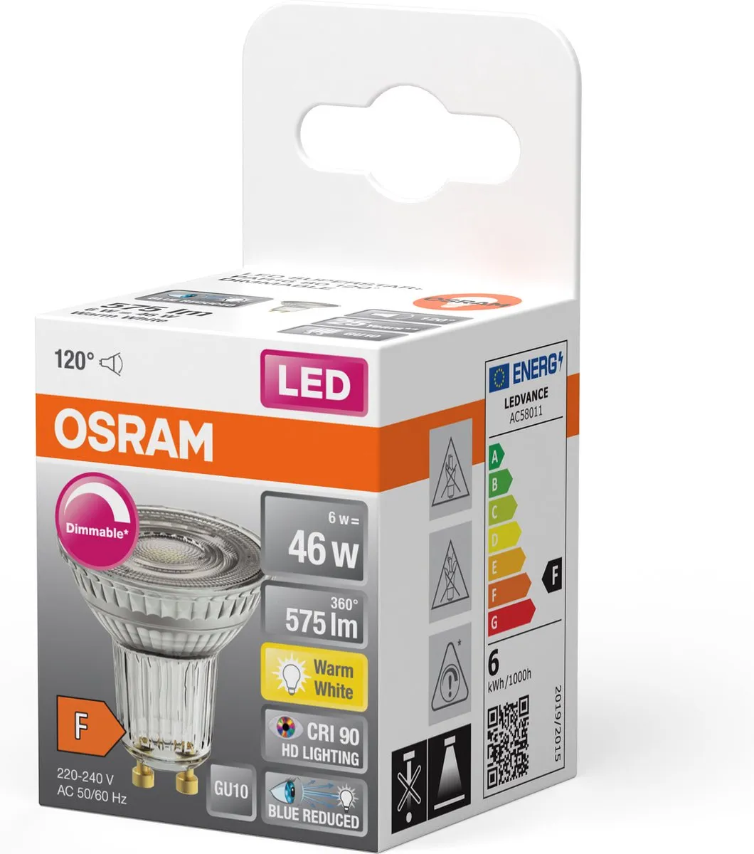 Osram LED Superstar Reflector Spot GU10 PAR16 6W - 575lm - 2700K