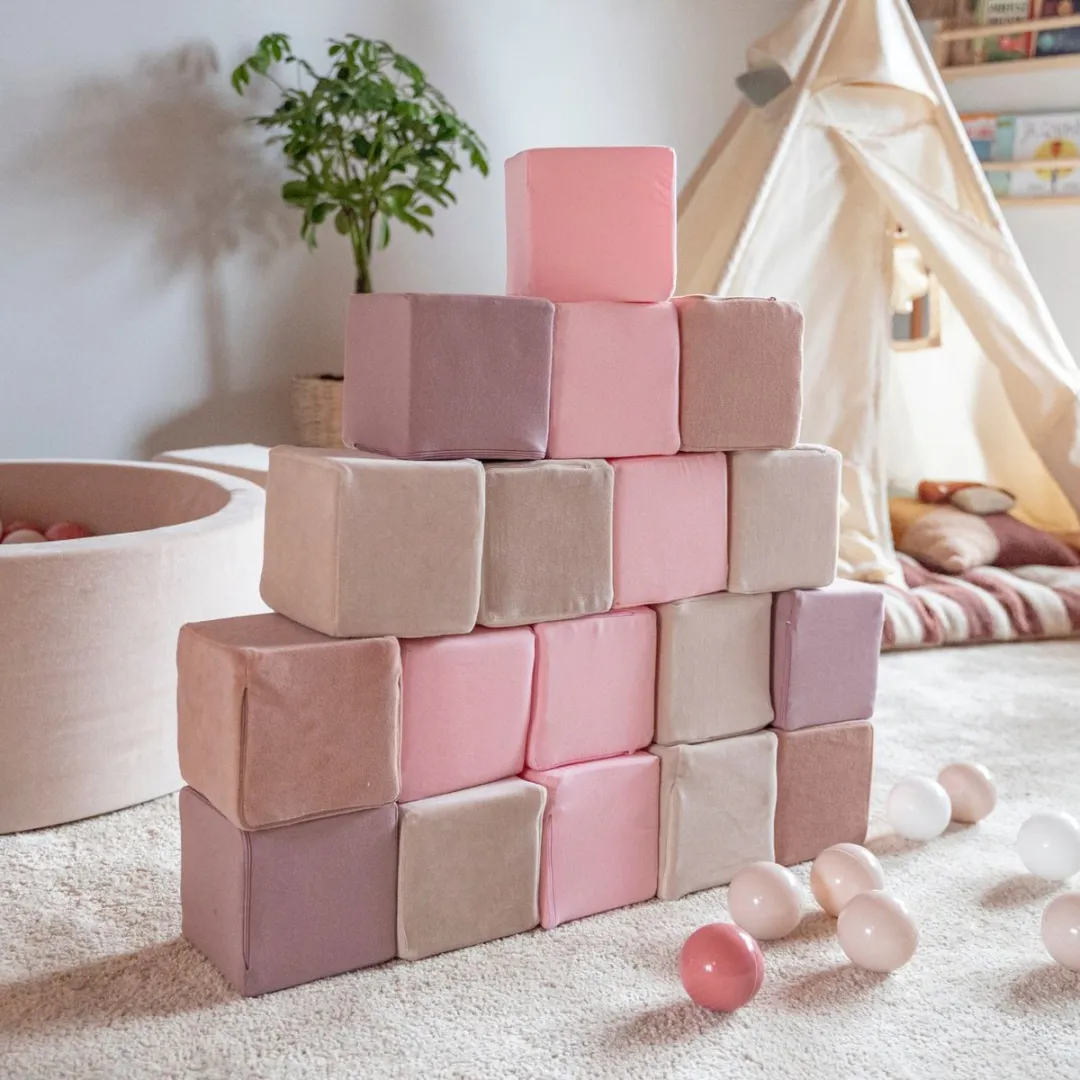 KiddyMoon Soft Blokken 14cm - 6 Stuks - Heather Roze