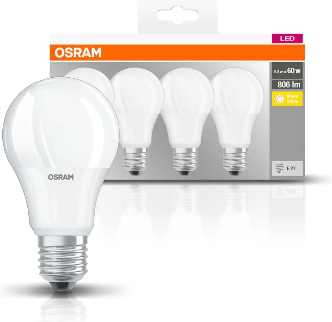 Osram LED-lamp E27 9W Warmwit - 4 Stuks