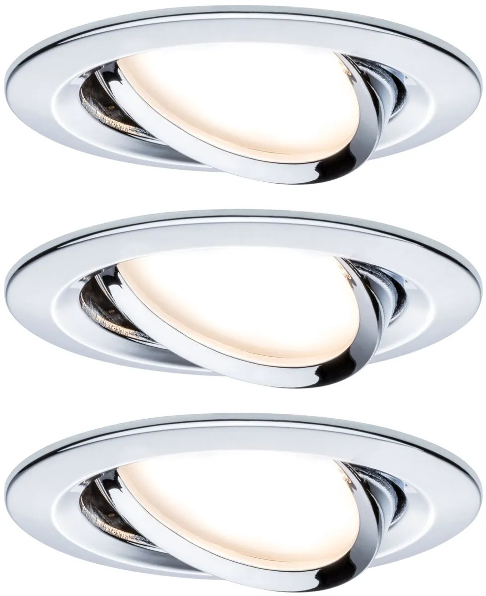 Paulmann Nova Plus Coin Basisset LED-inbouwlamp 3x6W 470lm 2700K - 84mm - Chroom