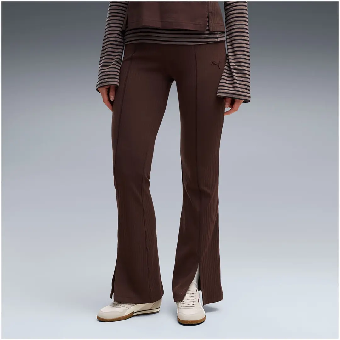 PUMA HER Rib Flared Leggings - Bruin - M - afbeelding 3 van 4