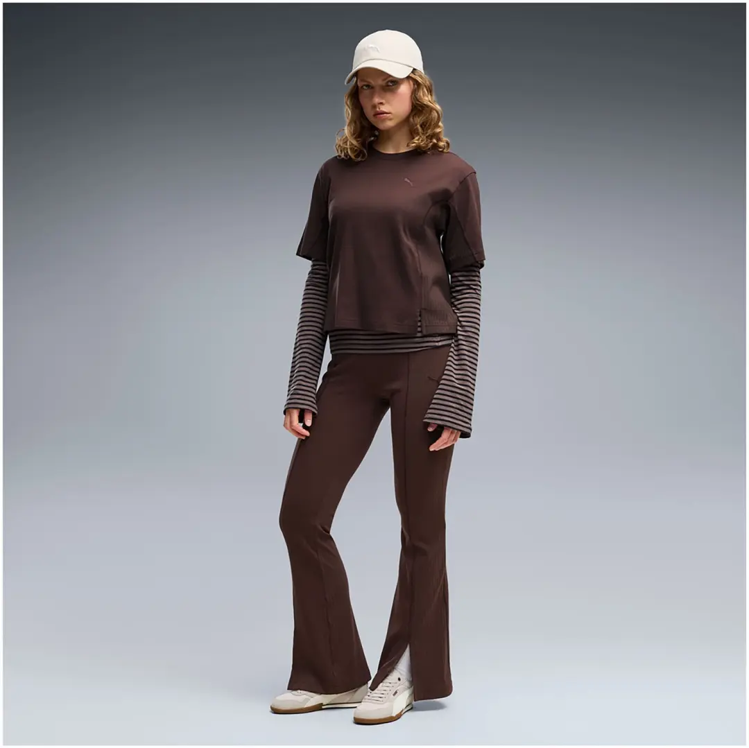 PUMA HER Rib Flared Leggings - Bruin - M - afbeelding 4 van 4