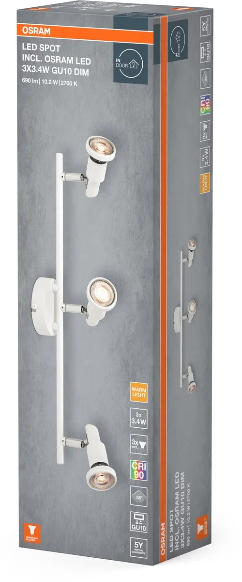 Osram LED Spot GU10 3x3,4W 690lm - Wit 2700K - 3 Stuks - afbeelding 6 van 6