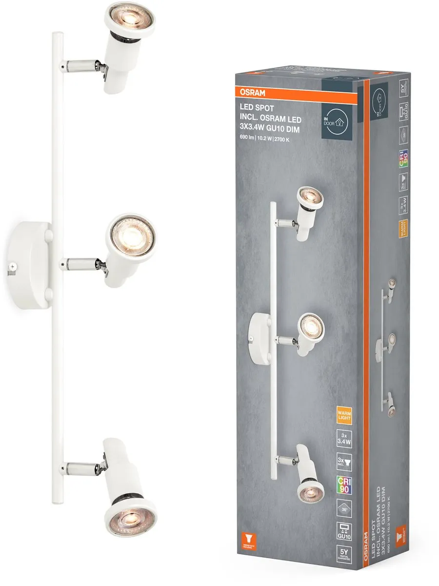 Osram LED Spot GU10 3x3,4W 690lm - Wit 2700K - 3 Stuks