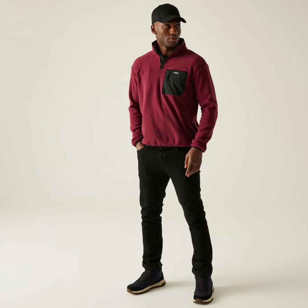Regatta Frankie Heren Fleece Halve Rits - Rood - XXXL - afbeelding 6 van 6