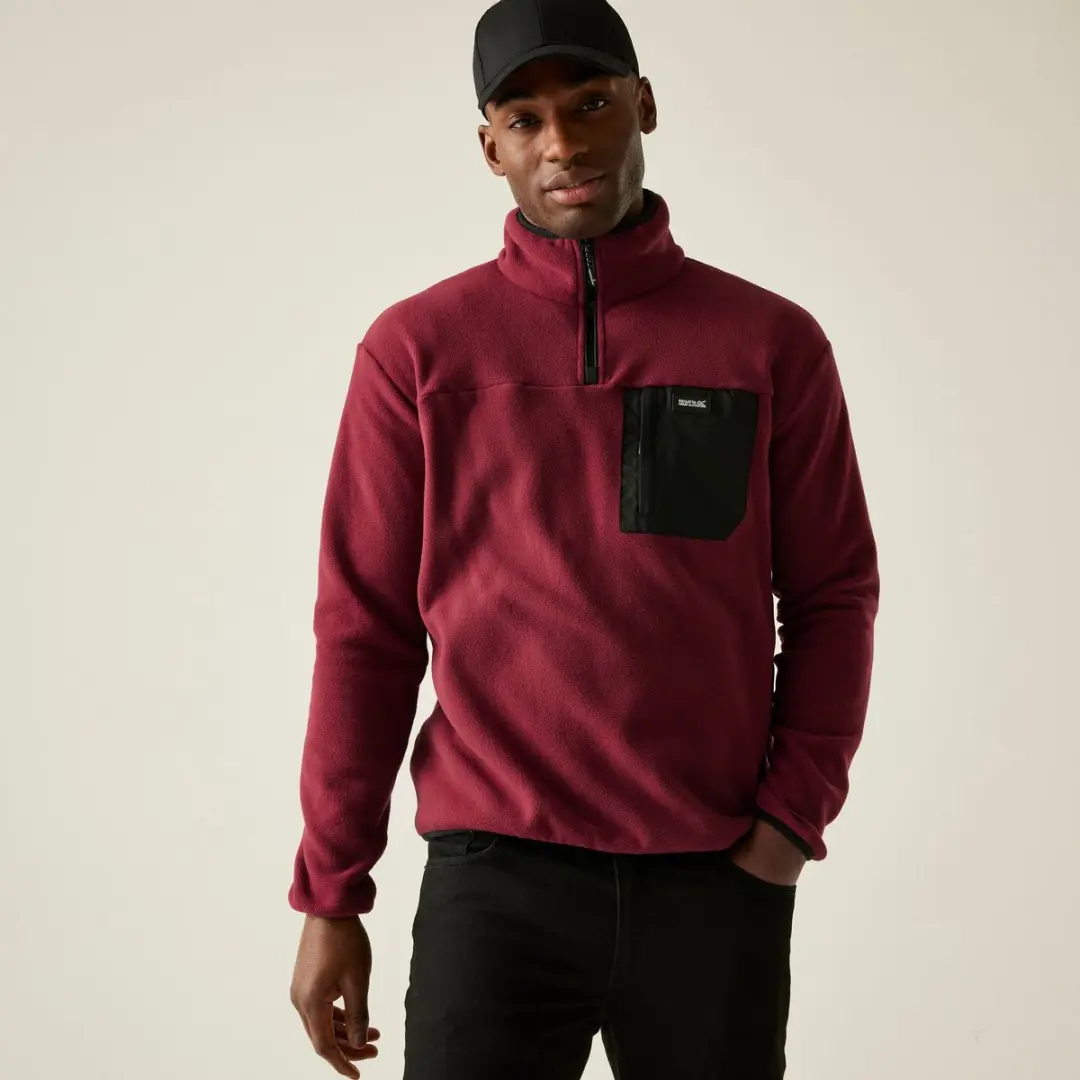 Regatta Frankie Heren Fleece Halve Rits - Rood - XXXL - afbeelding 4 van 6