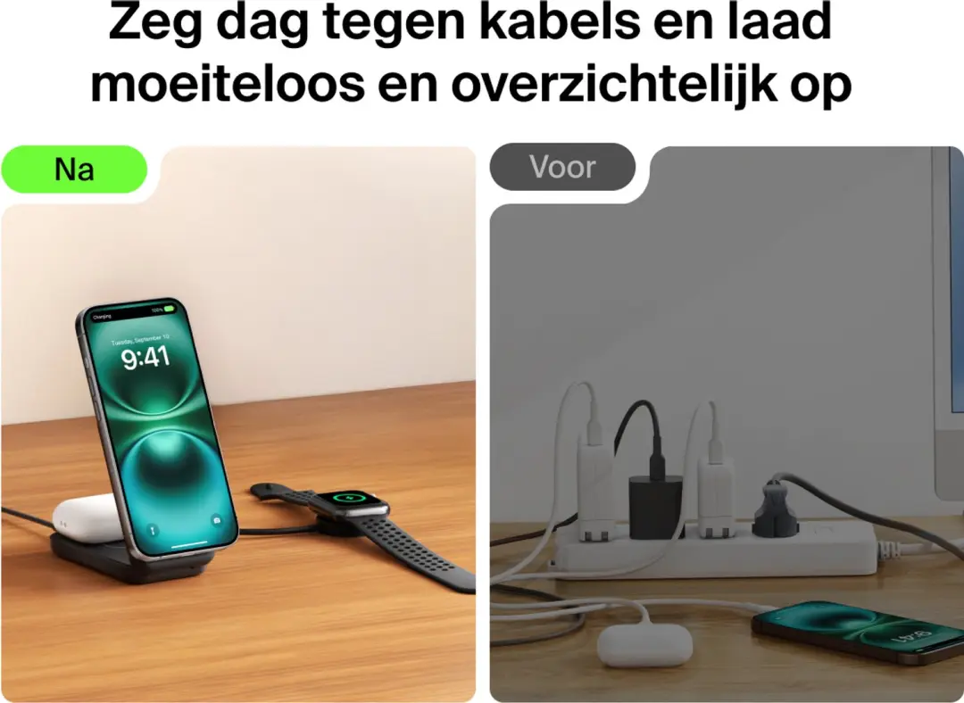 Belkin UltraCharge 2-in-1 Oplader WIZ038kqBK - Zwart - afbeelding 6 van 6