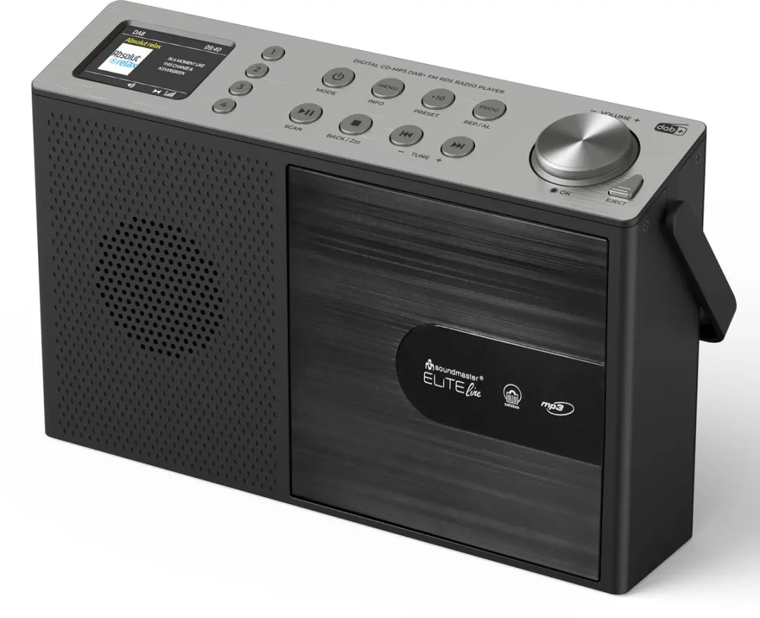 soundmaster EliteLine Radio DAB+, FM Bluetooth, DAB+, AUX, FM, CD Wekfunctie Zwa