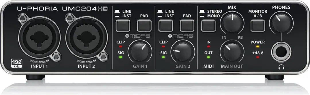 Behringer U-Phoria UMC204HD USB audio-interface - Zwart - afbeelding 6 van 6