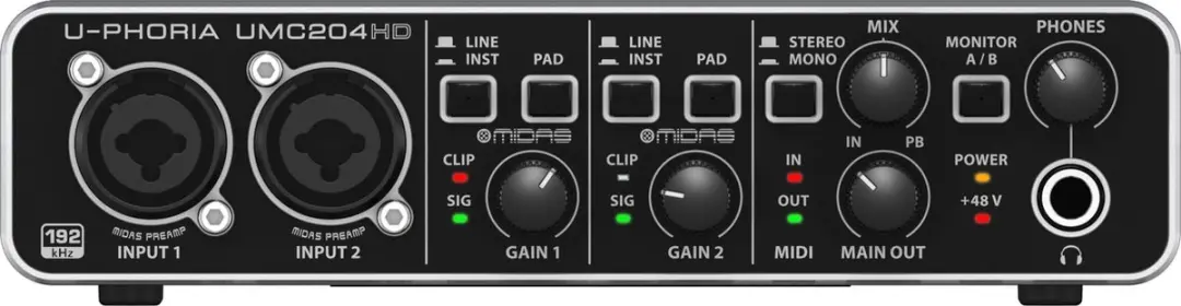 Behringer U-Phoria UMC204HD USB audio-interface - Zwart - afbeelding 3 van 6