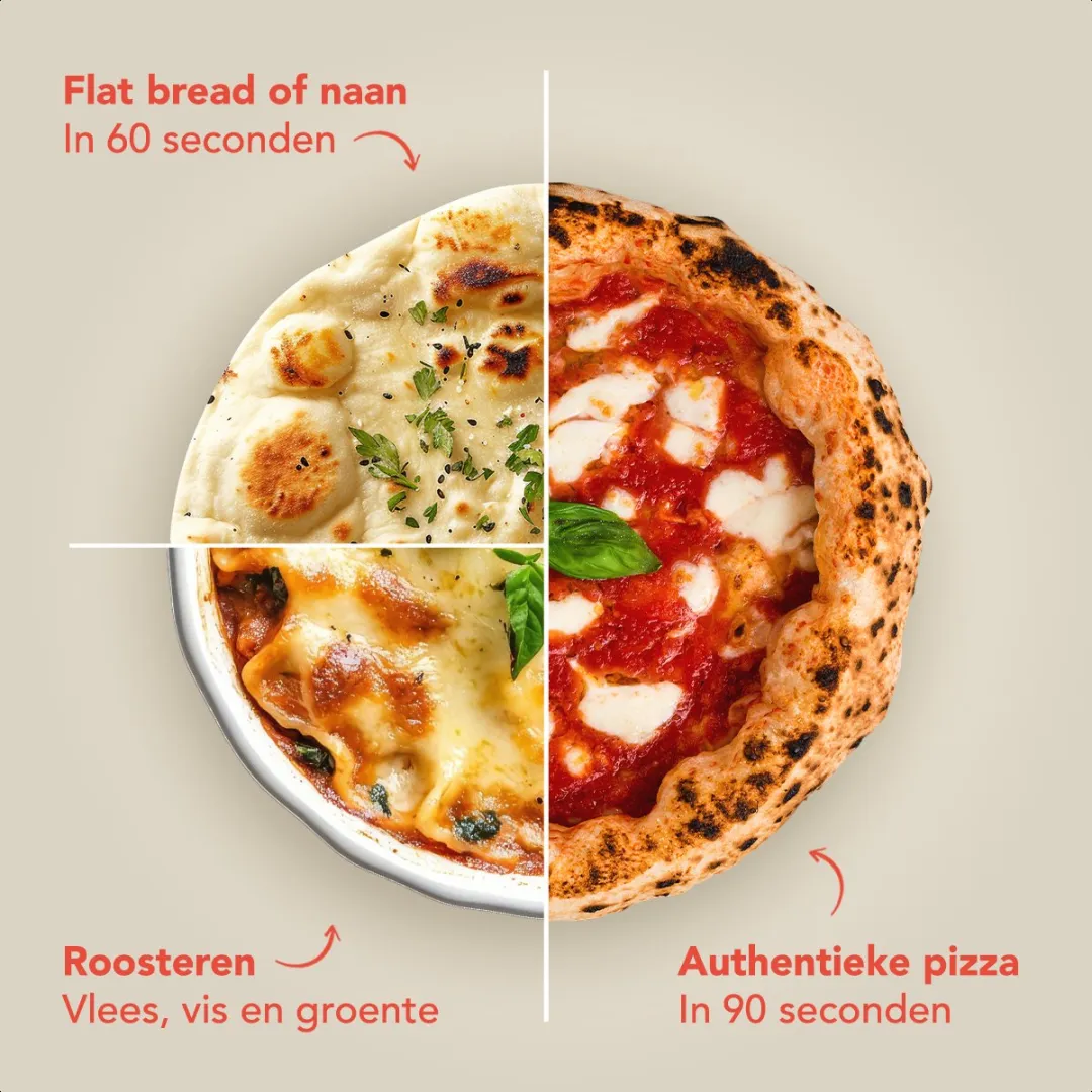 KitchenBrothers KB1004213 Pizzaoven 30cm - Zwart/RVS