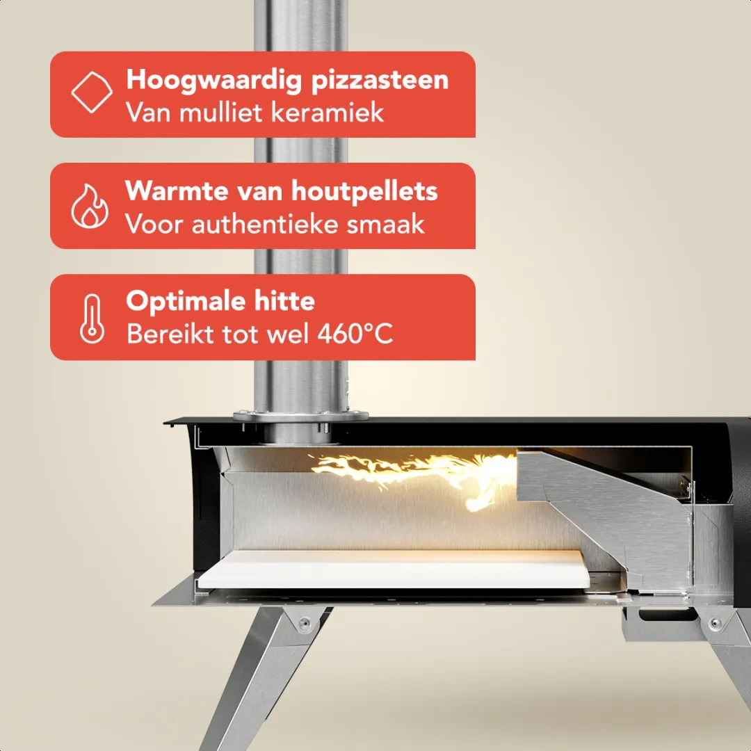 KitchenBrothers KB1004213 Pizzaoven 30cm - Zwart/RVS