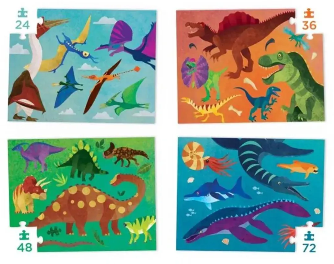 Crocodile Creek Dinosaurussen Puzzelset - 4x72 Stuks