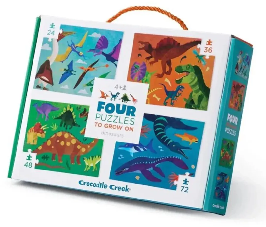Crocodile Creek Dinosaurussen Puzzelset - 4x72 Stuks