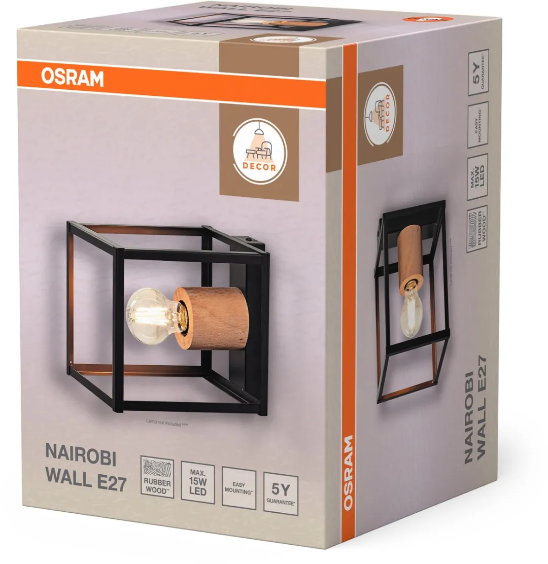 Osram Decor Nairobi Wandlamp E27 - Zwart