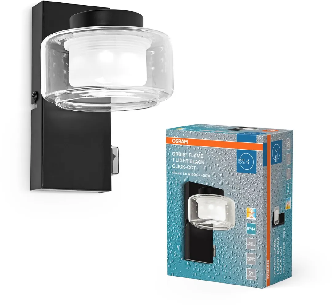 Osram Orbis Flame Wandlamp LED 5,5W 350lm - Zwart - IP44