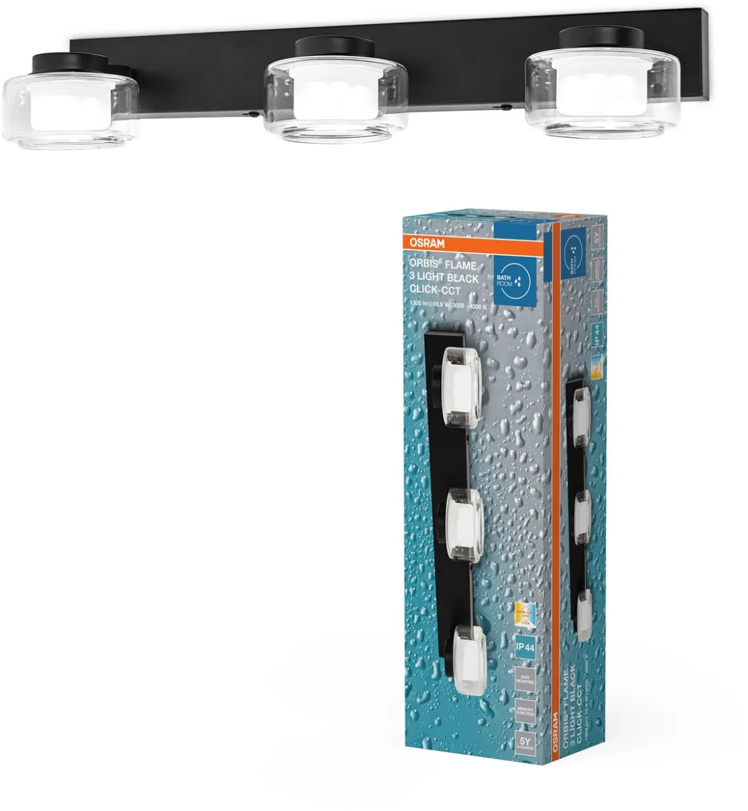 Osram Orbis Flame Wandlamp LED 16,5W 1050lm Instelbaar 3000/4000K - Zwart