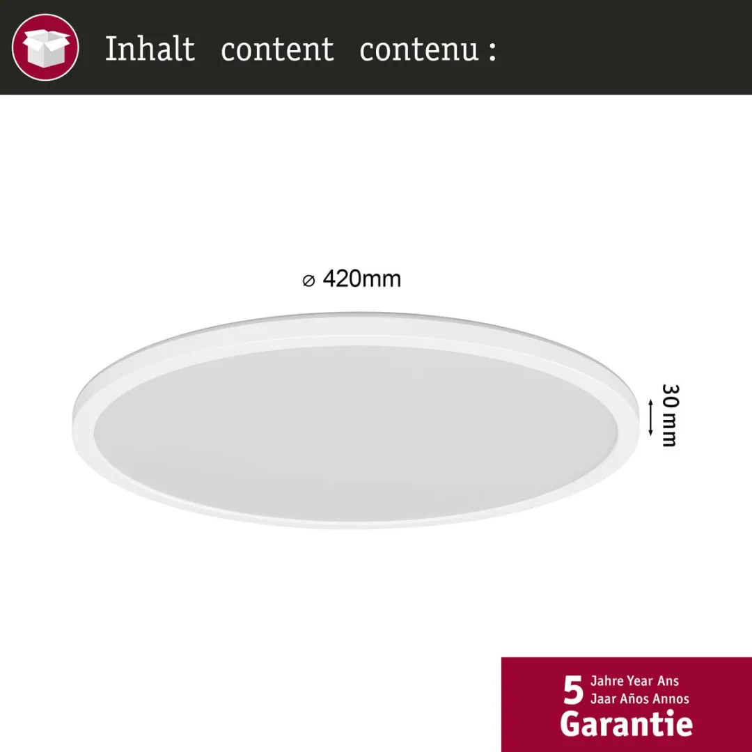 Paulmann Atria Shine LED-paneel 22W 4000K - Bewegingsmelder IP44 - Ø42cm Wit - afbeelding 6 van 6