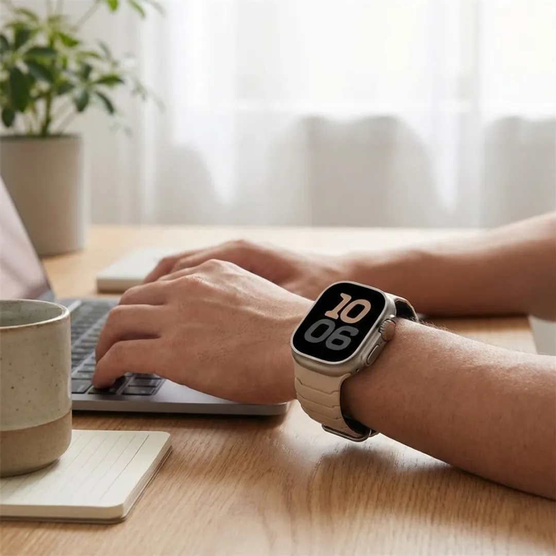 NUVEX Melkthee Zwart Horlogebandje Apple Watch 38-42mm - Siliconen - S/M