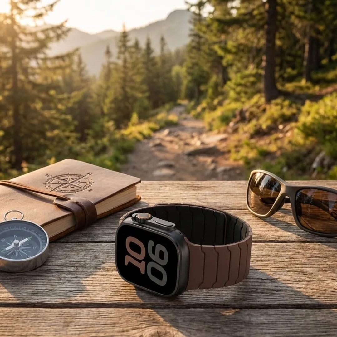 NuveX Chocolade Zwart Horlogebandje Apple Watch - 42/44/45/46/49mm