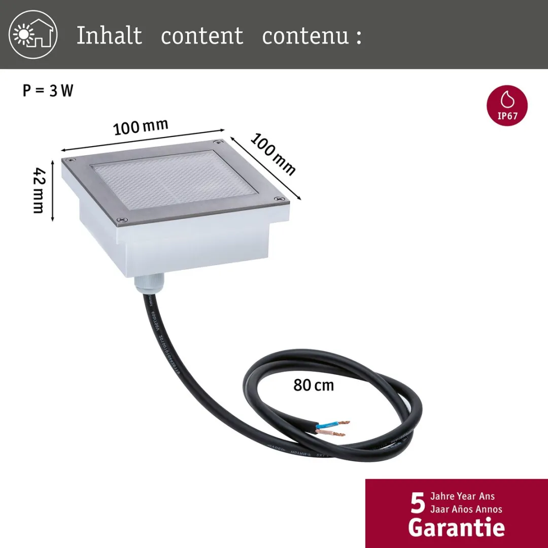 Paulmann LED Grondinbouwlamp Zigbee 3.0 1W 18lm IP67 Edelstaal