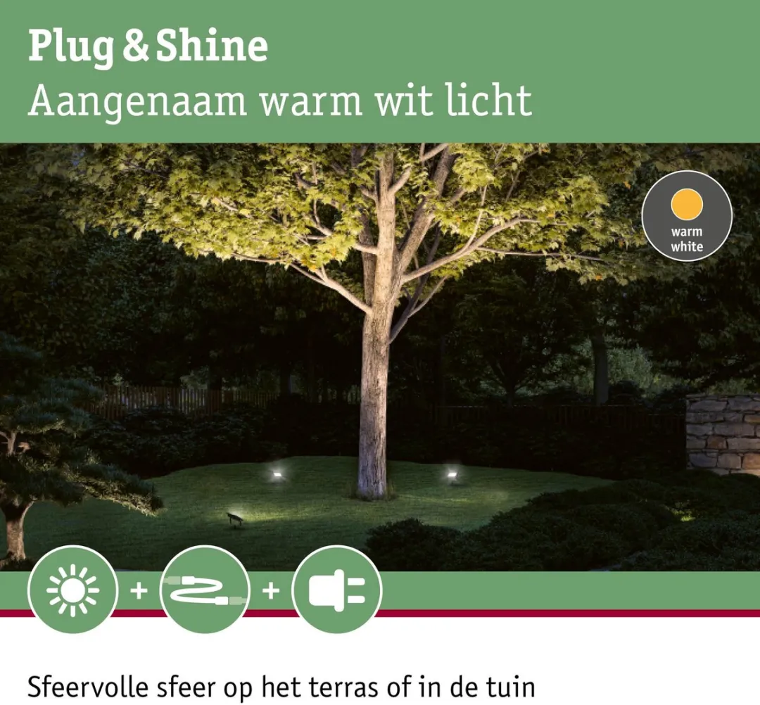 Paulmann Plug & Shine LED Tuinspot IP65 15,5W 3000K - Zwart