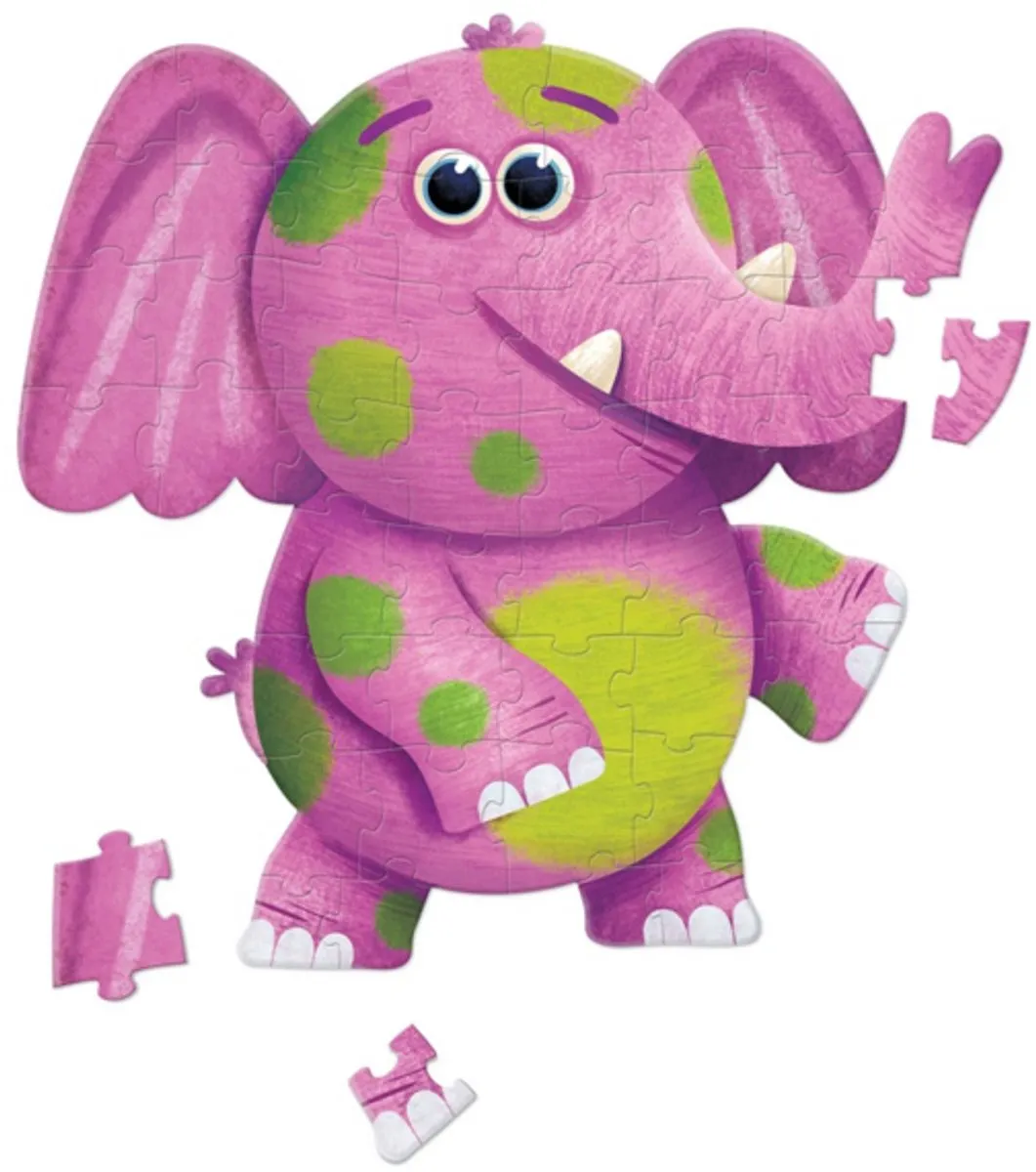 Crocodile Creek Jumbo Puzzel Olifant 48 Stuks - Roze