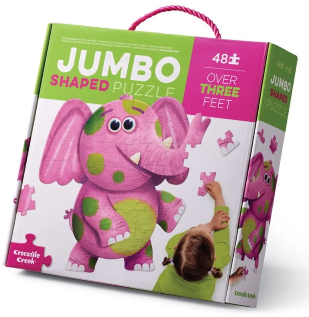 Crocodile Creek Jumbo Puzzel Olifant 48 Stuks - Roze