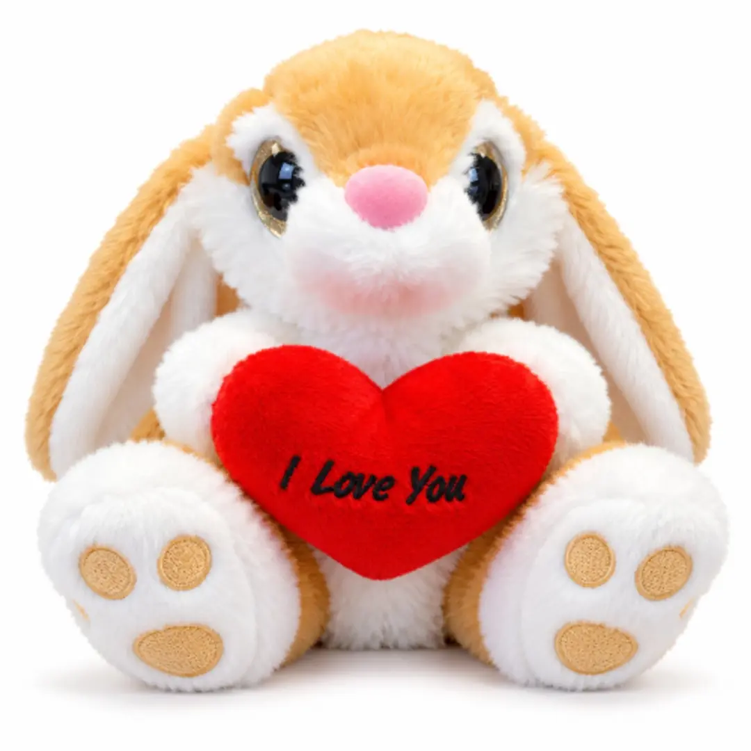 Konijn Bruin met Rood Hart Pluche Knuffel 20 cm - Liefde Love Knuffeldier Cadeau - Valentijnsdag - Ik hou van jou - I Love You - Haas Stuffed Animal Plush Toy