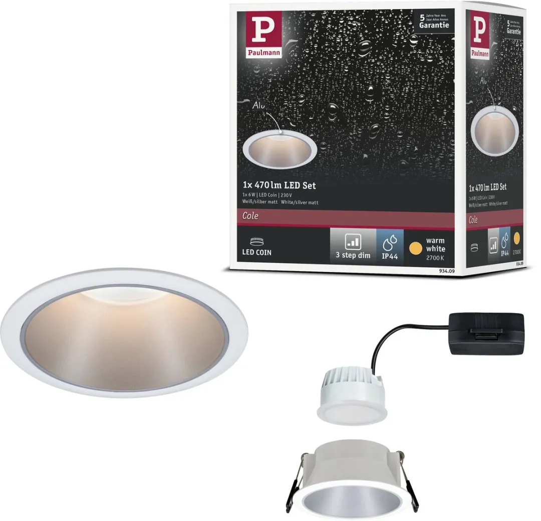 Paulmann LED-inbouwlamp 3-Step-Dim Cole Coin 6W 470lm
