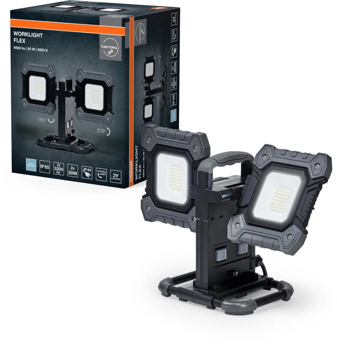 Osram Val Flex LED Werklamp 2x30W 6450lm - Zwart/Grijs