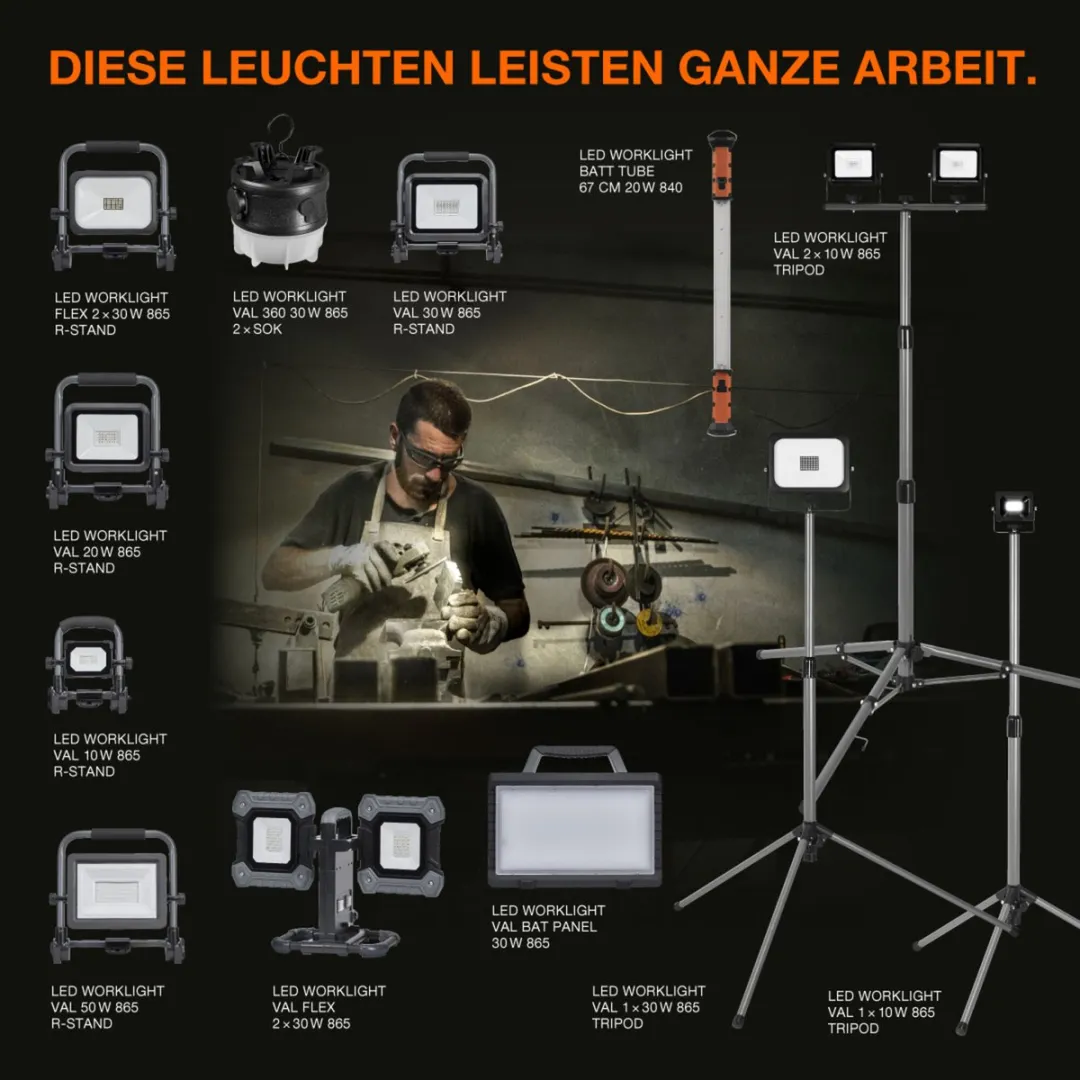 Osram Val Flex LED Werklamp 2x30W 6450lm - Zwart/Grijs
