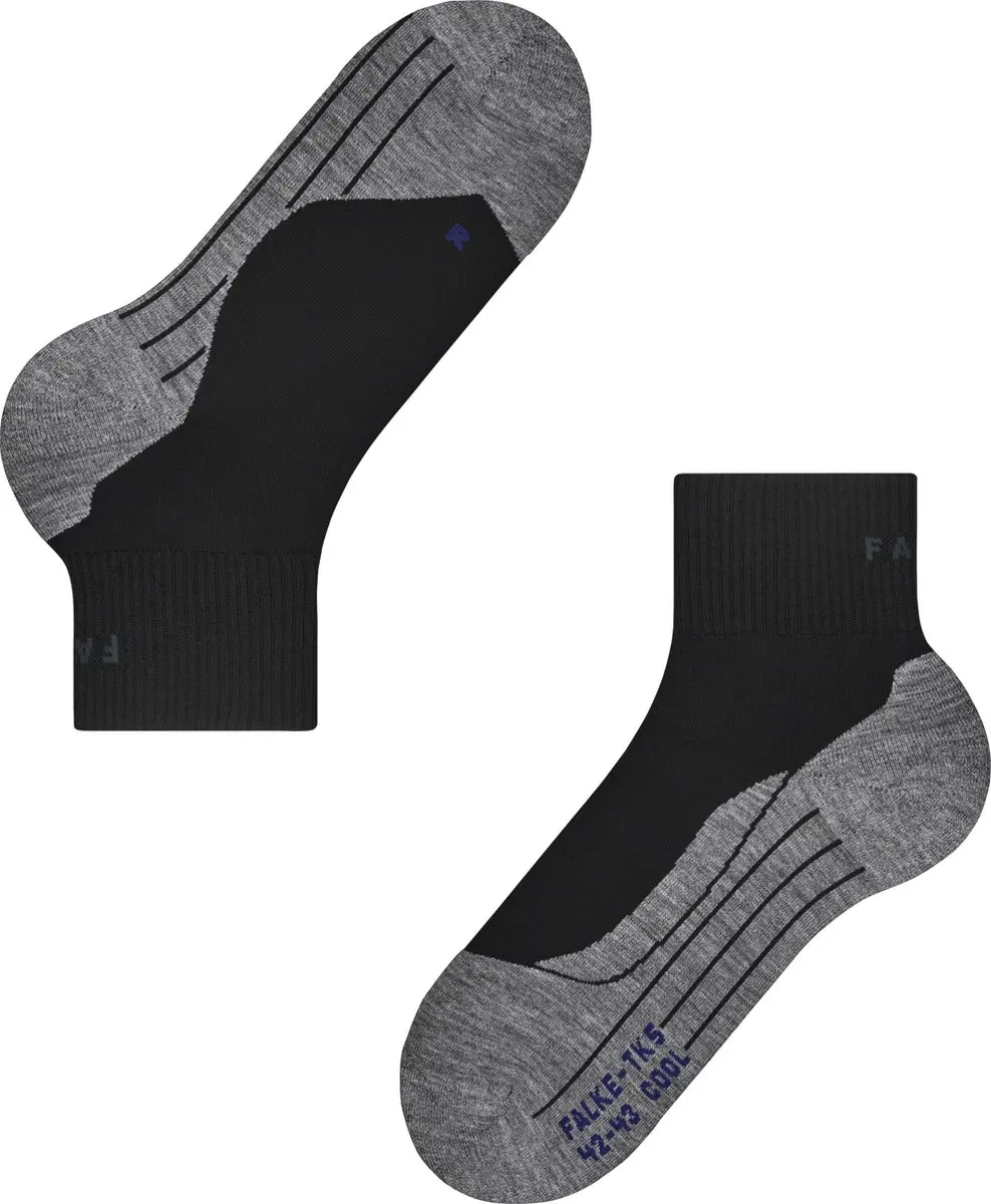 FALKE TK5 Cool Short anti-blaar dun lyocell functioneel materiaal wandelsokken heren zwart - maat 42-43 - afbeelding 5 van 6