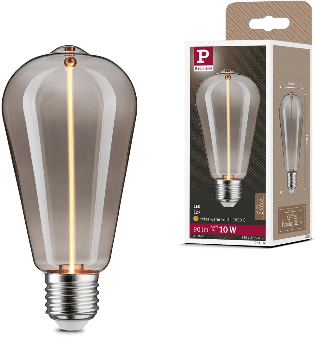 Paulmann Floating Shine LED-kolf E27 2,8W 90lm 1800K Rookglas